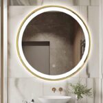 Keuna Gold Metal Framed Round LED Mirror – Dimmable Vanity Mirror
