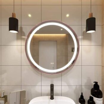 Keuna Gold Metal Framed Round LED Mirror - Dimmable Vanity Mirror