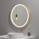 Keuna Gold Metal Framed Round LED Mirror – Dimmable Vanity Mirror