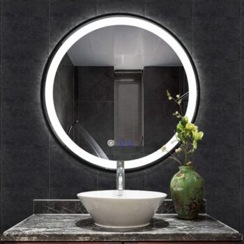 Keuna Round LED Mirror | Metal Frame | Dimmable - Framed LED Mirror | LightMirror.in
