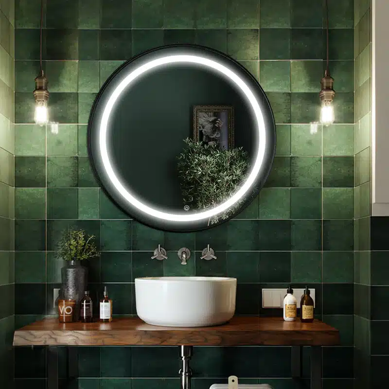 Keuna Round LED Mirror | Metal Frame | Dimmable - Framed LED Mirror | LightMirror.in Keuna Round LED Mirror | Metal Frame | Dimmable - Framed LED Mirror | LightMirror.in