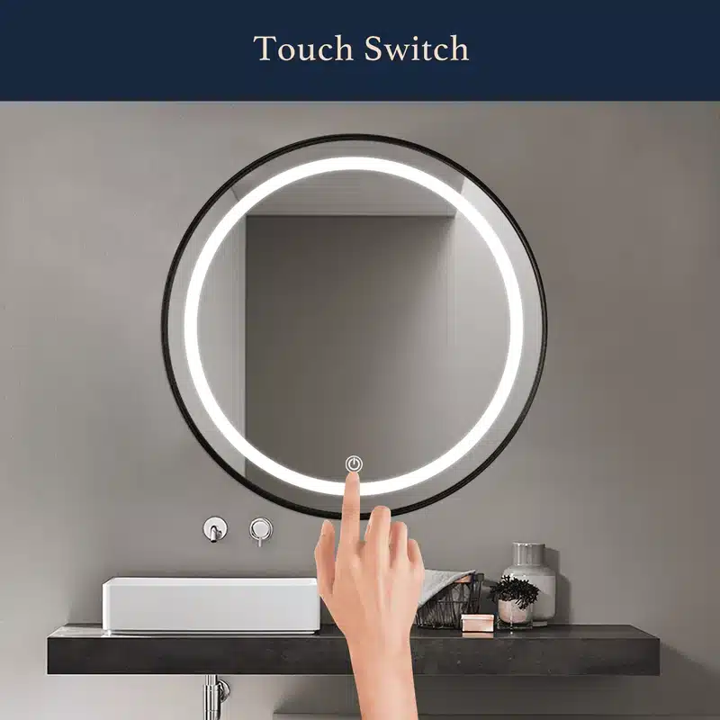 Keuna Round LED Mirror | Metal Frame | Dimmable - Framed LED Mirror | LightMirror.in Keuna Round LED Mirror | Metal Frame | Dimmable - Framed LED Mirror | LightMirror.in