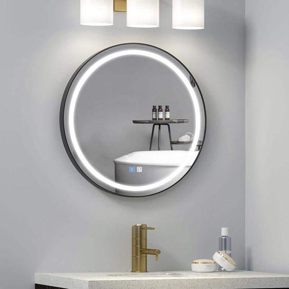 Keuna Round LED Mirror | Metal Frame | Dimmable - Framed LED Mirror | LightMirror.in Keuna Round LED Mirror | Metal Frame | Dimmable - Framed LED Mirror | LightMirror.in