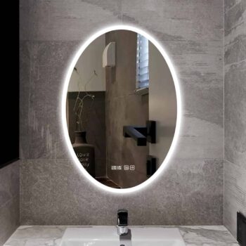 Kolby Frosted Edge Oval 3-Color LED Mirror - Frosted Edge LED Mirror | LightMirror.in