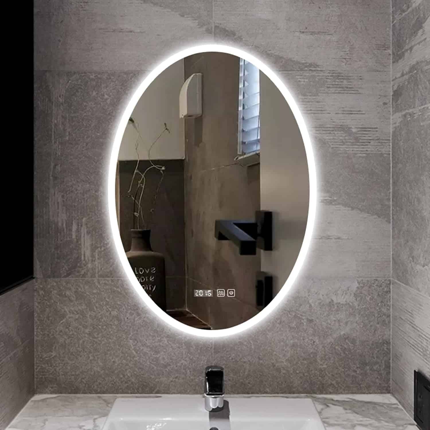 Kolby Frosted Edge Oval 3-Color LED Mirror - Frosted Edge LED Mirror | LightMirror.in Kolby Frosted Edge Oval 3-Color LED Mirror - Frosted Edge LED Mirror | LightMirror.in