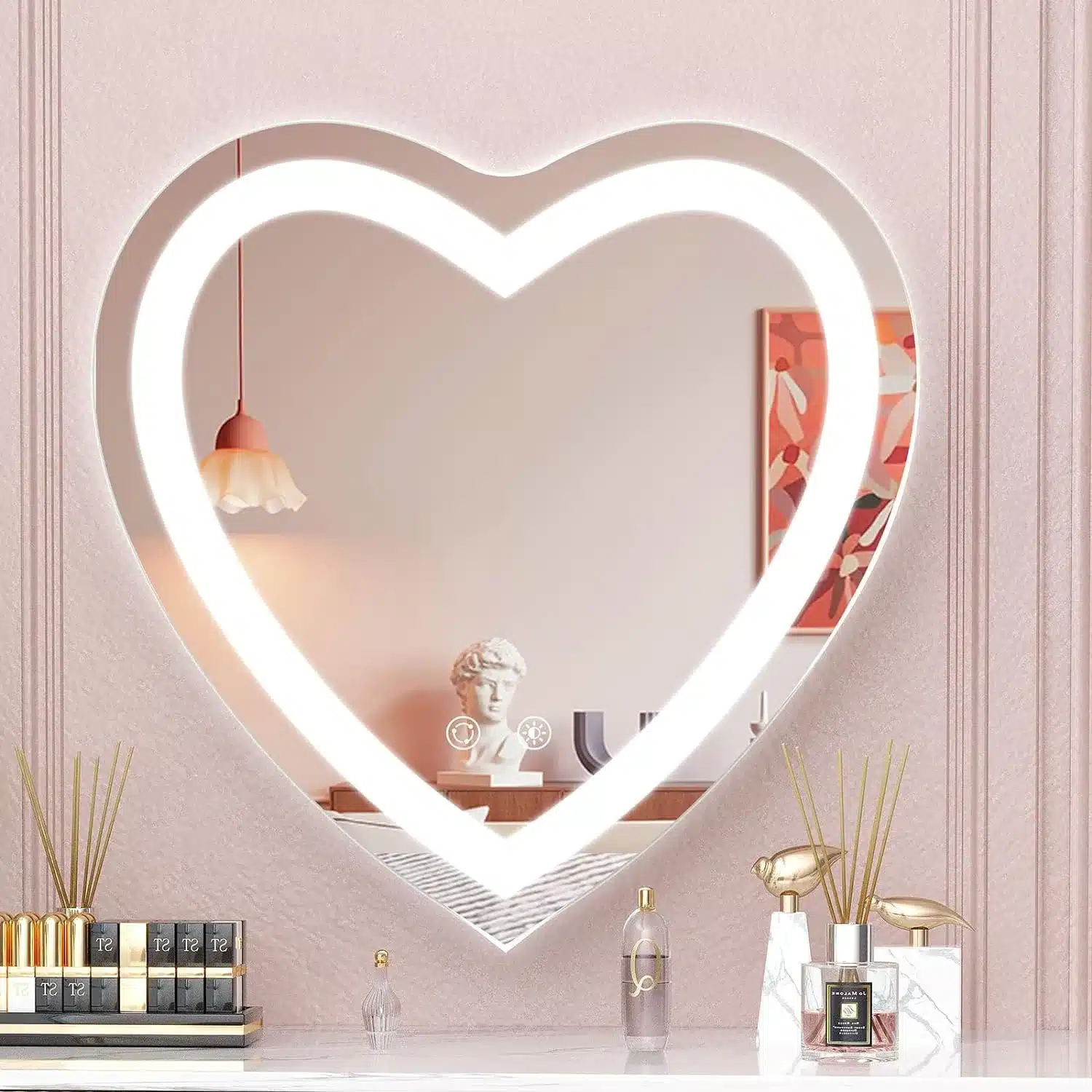 Kresic Heart Shape 3-Color LED Mirror Kresic Heart Shape 3-Color LED Mirror