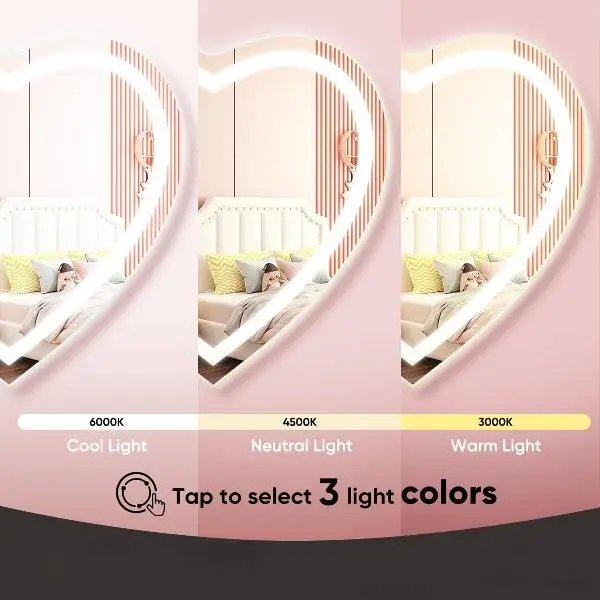 Kresic Heart Shape 3-Color LED Mirror - Bathroom Mirror | LightMirror.in Kresic Heart Shape 3-Color LED Mirror - Bathroom Mirror | LightMirror.in