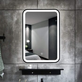 Liana LED Rectangle Mirror | Black Metal Frame | Dimmable Lightmirror.in