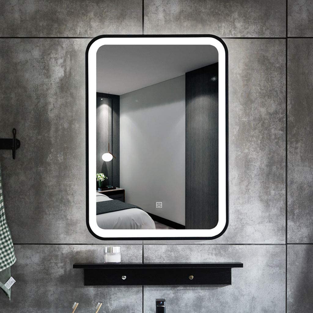 Liana LED Rectangle Mirror | Black Metal Frame | Dimmable Lightmirror.in Liana LED Rectangle Mirror | Black Metal Frame | Dimmable Lightmirror.in