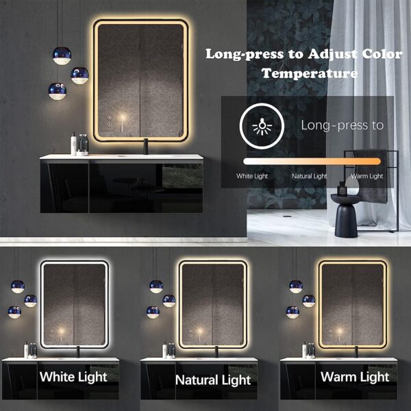 Liana LED Rectangle Mirror | Black Metal Frame | Dimmable Lightmirror.in - Framed LED Mirror | LightMirror.in Liana LED Rectangle Mirror | Black Metal Frame | Dimmable Lightmirror.in - Framed LED Mirror | LightMirror.in