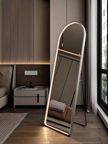 Modern Frosted Edge LED Standing Mirror - HD Clarity & Customizable Frame
