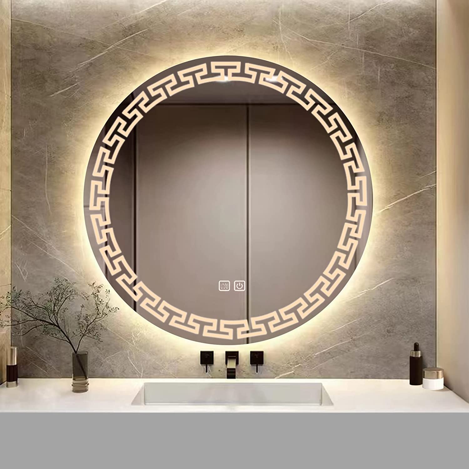 Mackie Round LED Bathroom Mirror (3 Lights) | Dimmable | Lightmirror.in Mackie Round LED Bathroom Mirror (3 Lights) | Dimmable | Lightmirror.in