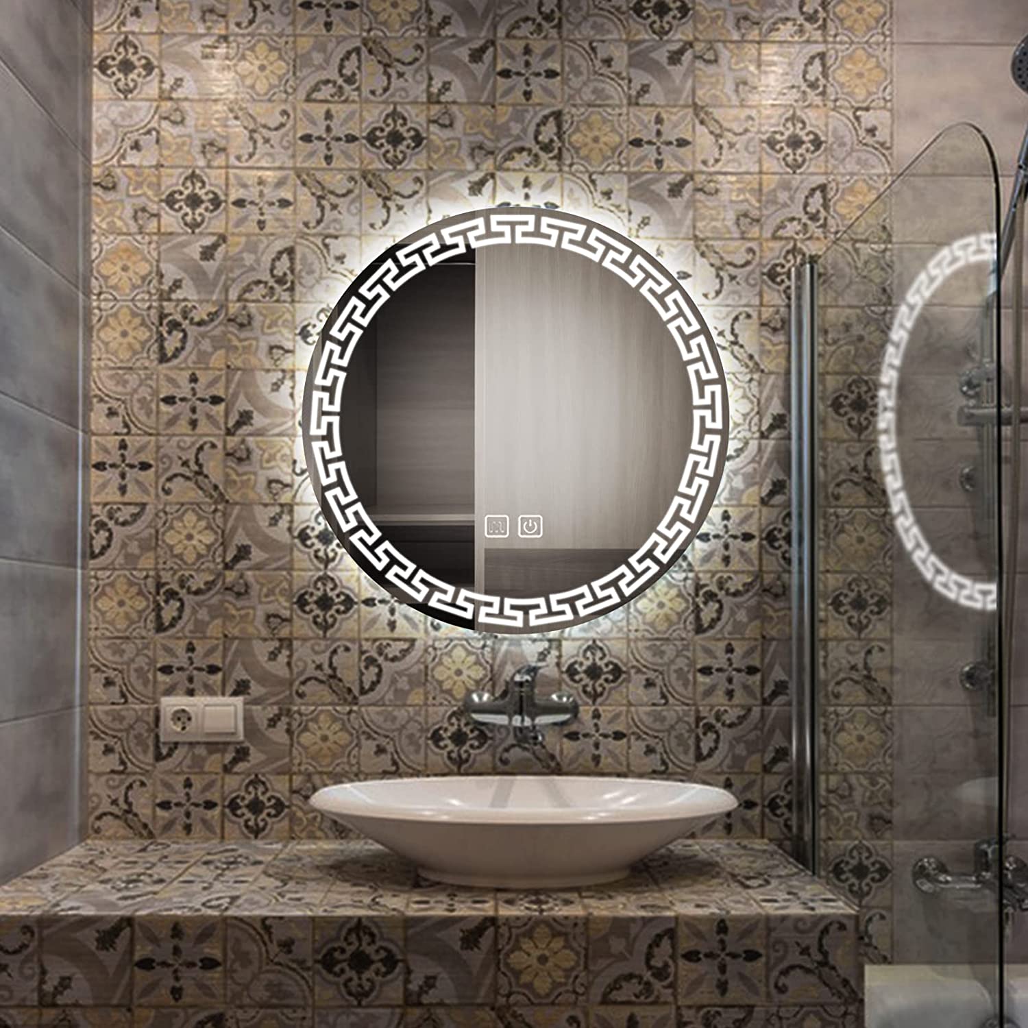Mackie Round LED Bathroom Mirror (3 Lights) | Dimmable | Lightmirror.in - Bathroom Mirror | LightMirror.in Mackie Round LED Bathroom Mirror (3 Lights) | Dimmable | Lightmirror.in - Bathroom Mirror | LightMirror.in