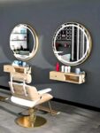 gold frame round led mirror