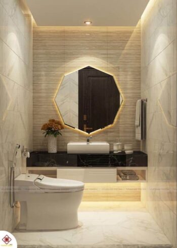 Gold Accent Octagon LED Vanity Mirror