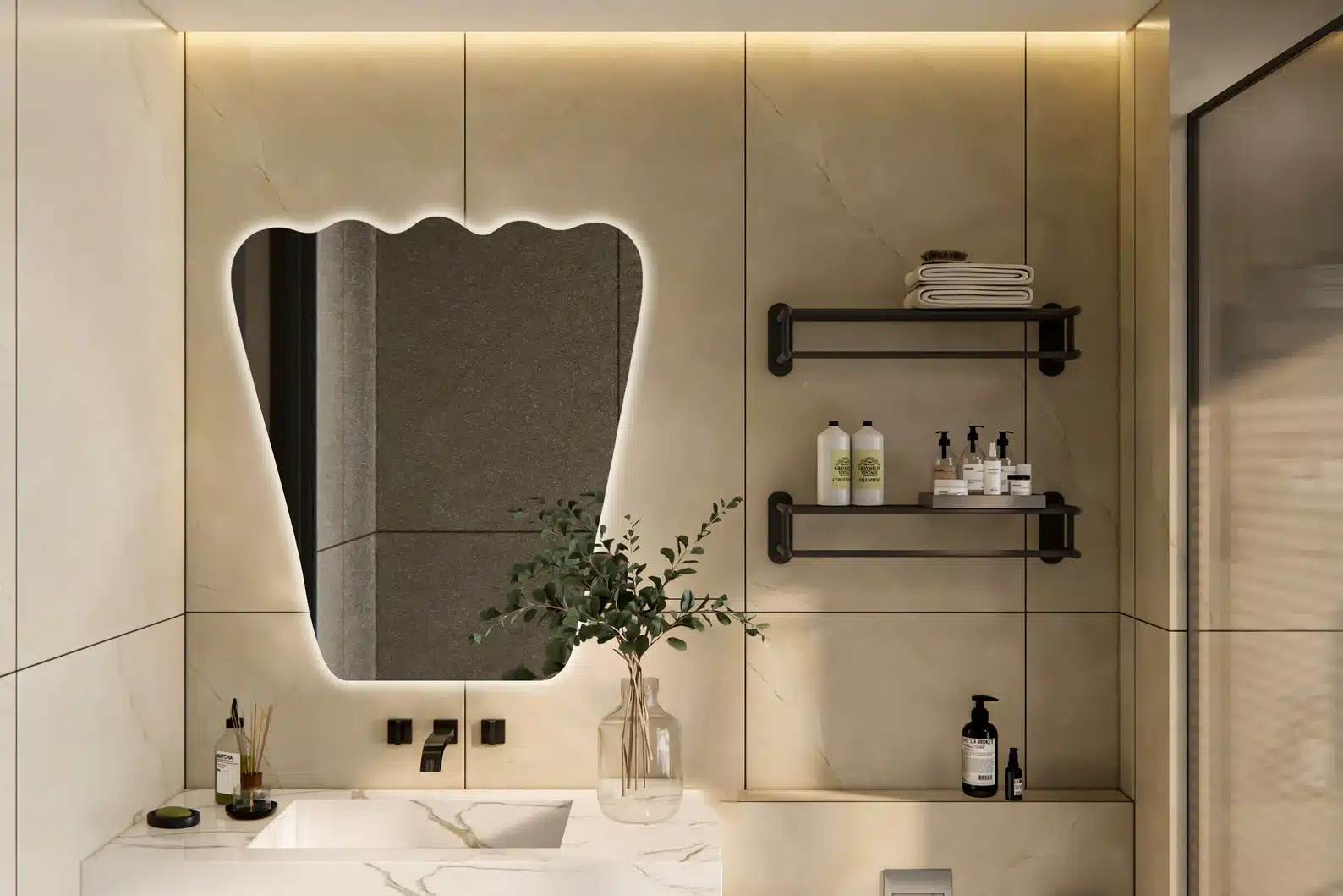 Nicat Irregular Backlit 3-Color LED Mirror - Uncategorized | LightMirror.in Nicat Irregular Backlit 3-Color LED Mirror - Uncategorized | LightMirror.in