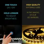 Apex Rectangle LED Mirror | Touch Dimmable 3-Color Vanity