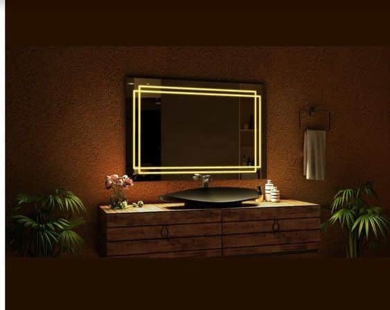 Luxury Rectangular LED Vanity Mirror with Double Border Light Luxury Rectangular LED Vanity Mirror with Double Border Light