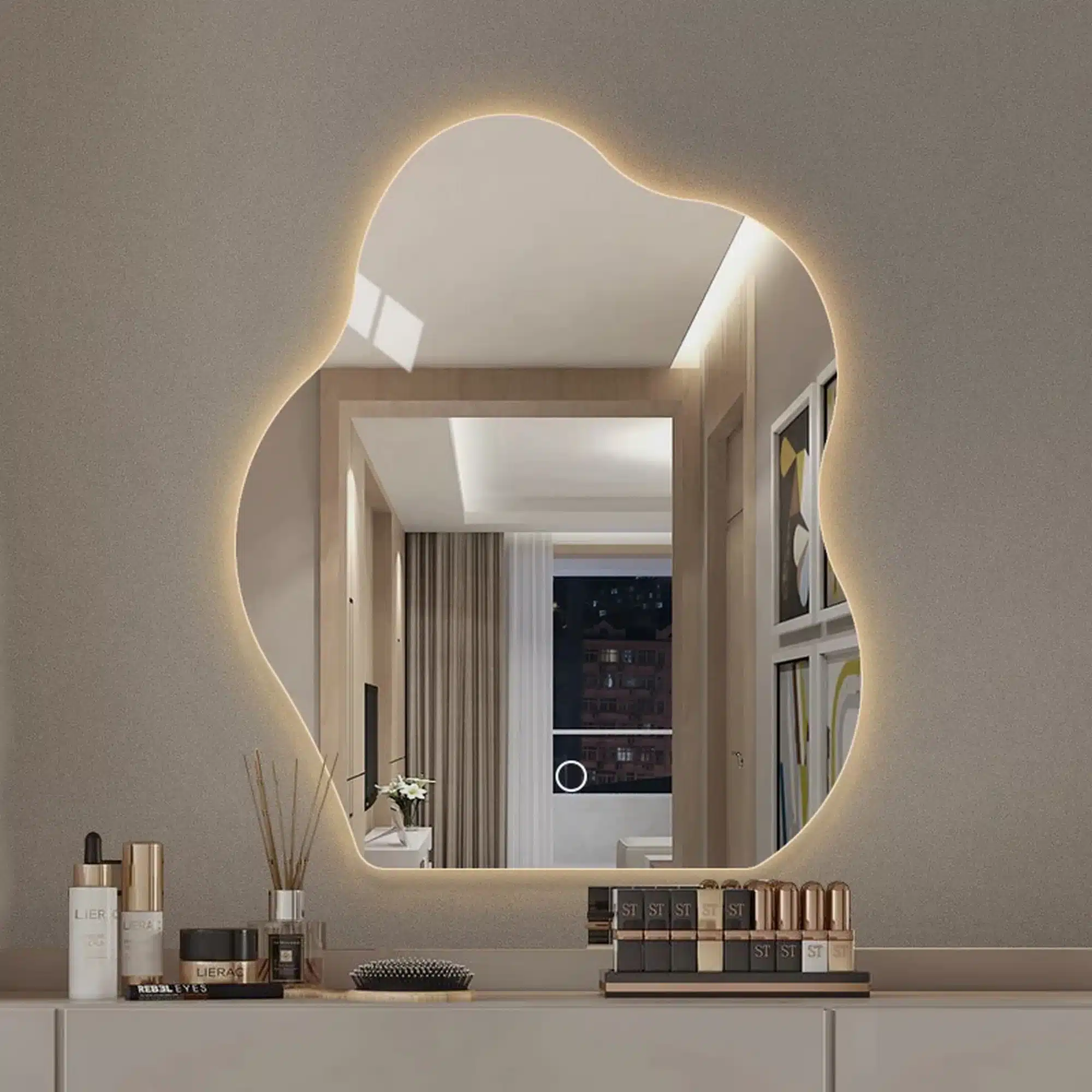 Ocilla Backlit Irregular 3-Color LED Mirror Ocilla Backlit Irregular 3-Color LED Mirror