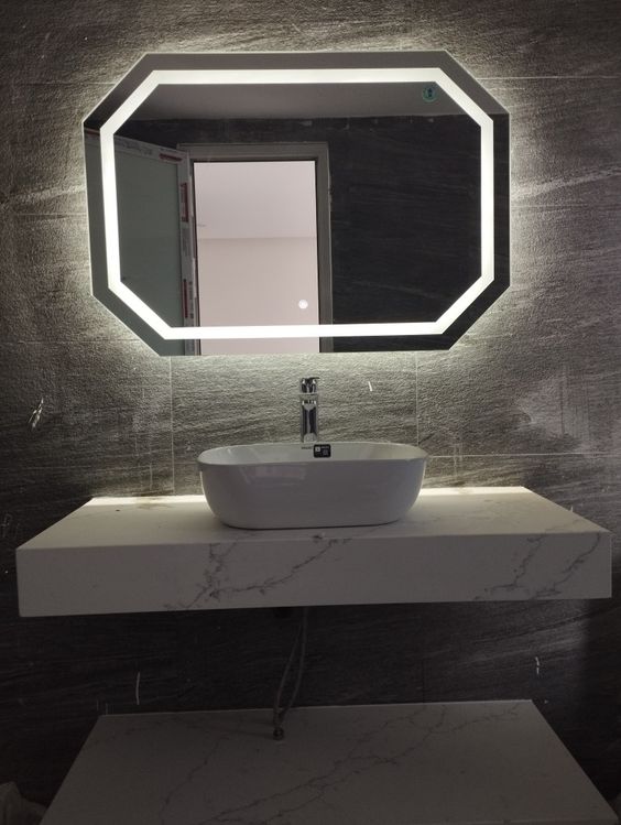 Orlonda Hex LED Mirror - Dimmable Touch Sensor Vanity Mirror - light mirror | LightMirror.in Orlonda Hex LED Mirror - Dimmable Touch Sensor Vanity Mirror - light mirror | LightMirror.in