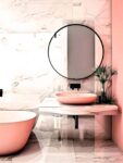 Pinkish Framed Metal Mirror