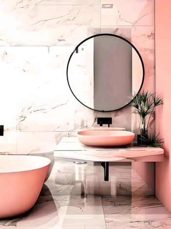 Pinkish Framed Metal Mirror