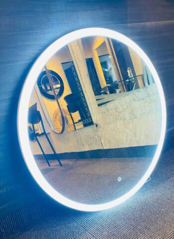 Acrylic Moon Lighted Mirror | Round White Frame | Edge Lit LED | Lightmirror.in
