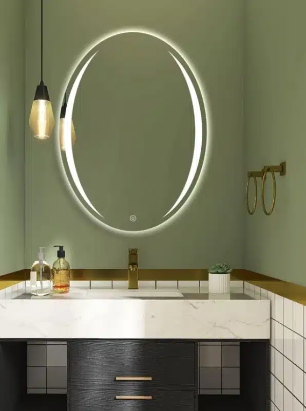 Purini Oval LED Mirror - Dimmable Touch Sensor Vanity Mirror - light mirror | LightMirror.in Purini Oval LED Mirror - Dimmable Touch Sensor Vanity Mirror - light mirror | LightMirror.in