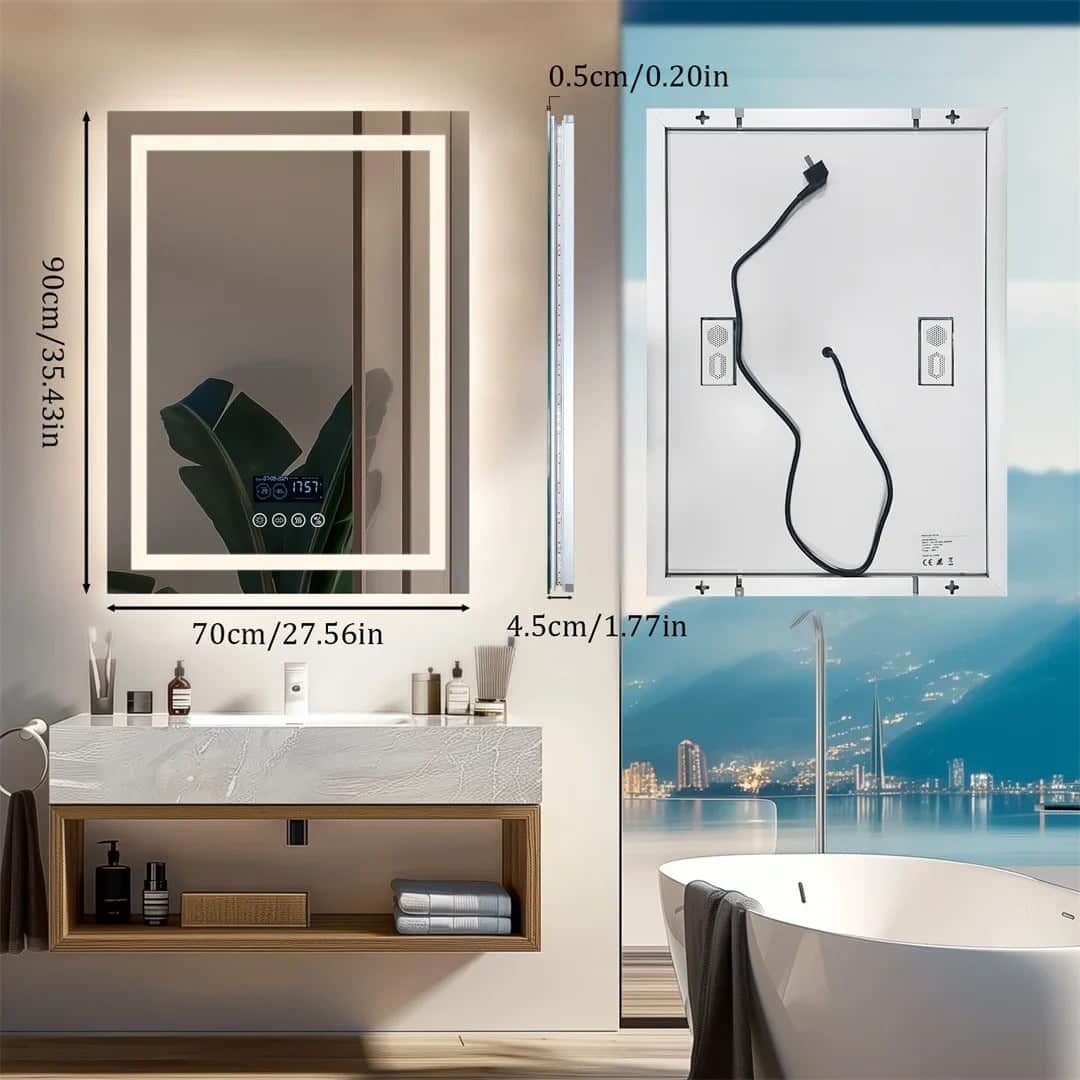 LED Bathroom Mirror with Bluetooth Speaker, Anti-Fog, and Dimmable Lighting - Bluetooth Mirrors | LightMirror.in LED Bathroom Mirror with Bluetooth Speaker, Anti-Fog, and Dimmable Lighting - Bluetooth Mirrors | LightMirror.in
