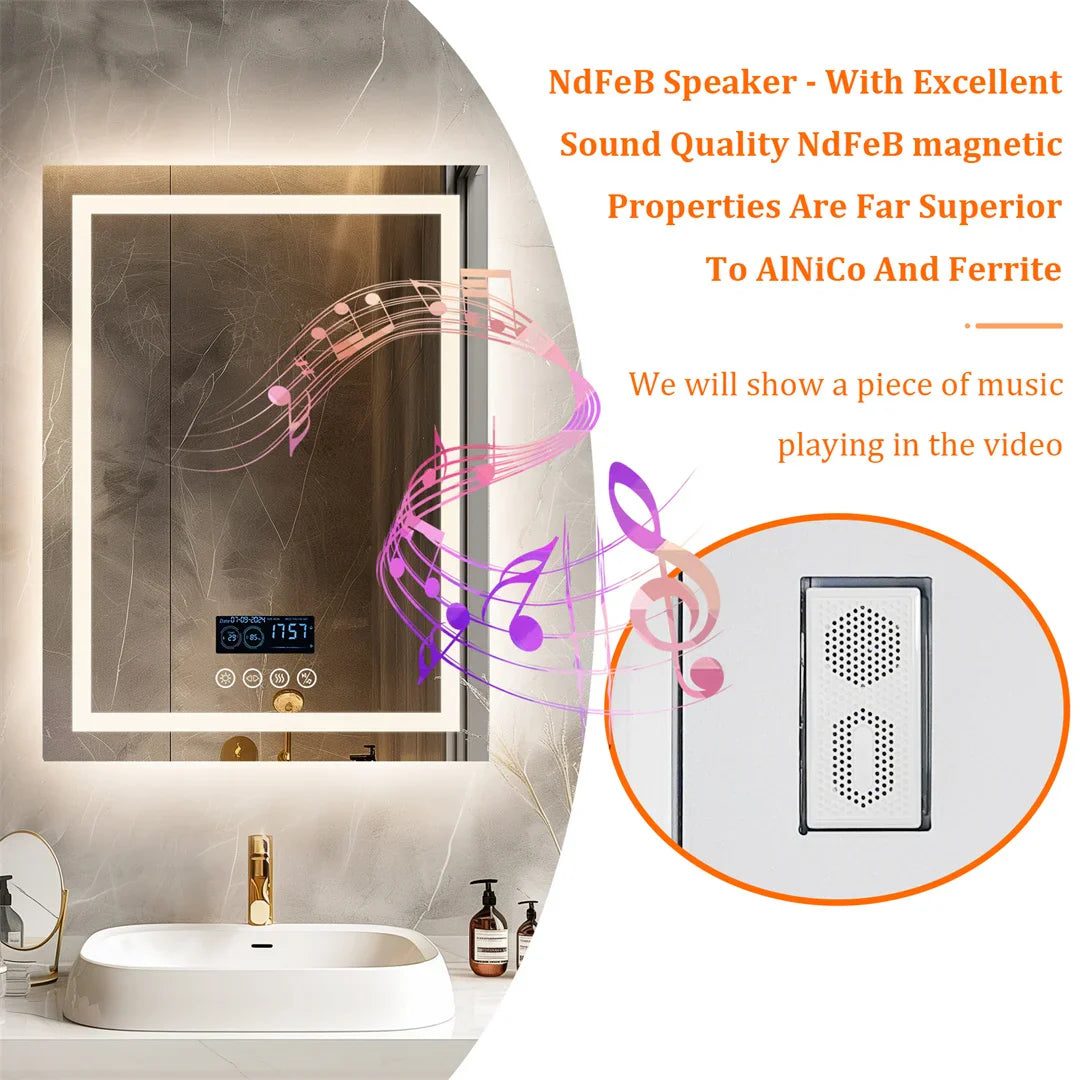 LED Bathroom Mirror with Bluetooth Speaker, Anti-Fog, and Dimmable Lighting - Bluetooth Mirrors | LightMirror.in LED Bathroom Mirror with Bluetooth Speaker, Anti-Fog, and Dimmable Lighting - Bluetooth Mirrors | LightMirror.in