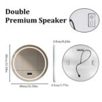 36″ Round LED Bathroom Mirror with Bluetooth Speaker, Anti-Fog, and Dimmable Lighting