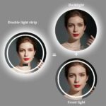 36″ Round LED Bathroom Mirror with Bluetooth Speaker, Anti-Fog, and Dimmable Lighting