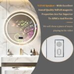 36″ Round LED Bathroom Mirror with Bluetooth Speaker, Anti-Fog, and Dimmable Lighting