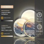 36″ Round LED Bathroom Mirror with Bluetooth Speaker, Anti-Fog, and Dimmable Lighting