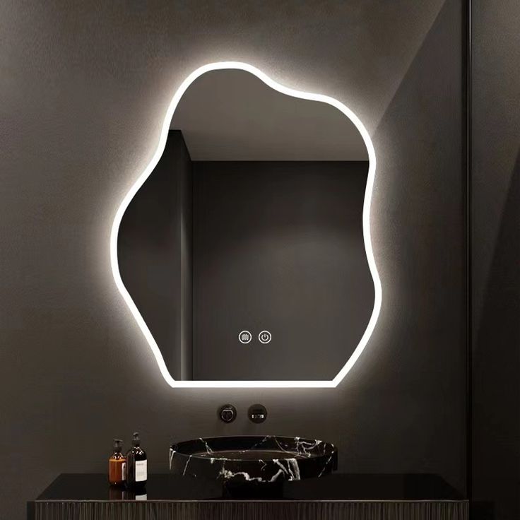 Samana Frosted Edge Irregular 3-Color LED Mirror - Bathroom Mirror | LightMirror.in Samana Frosted Edge Irregular 3-Color LED Mirror - Bathroom Mirror | LightMirror.in