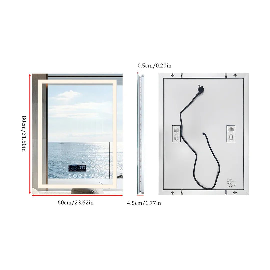 LED Bathroom Mirror with Bluetooth Speaker, Anti-Fog, and Dimmable Lighting - Bluetooth Mirrors | LightMirror.in LED Bathroom Mirror with Bluetooth Speaker, Anti-Fog, and Dimmable Lighting - Bluetooth Mirrors | LightMirror.in