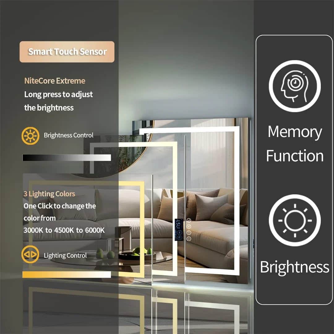 LED Bathroom Mirror with Bluetooth Speaker, Anti-Fog, and Dimmable Lighting - Bluetooth Mirrors | LightMirror.in LED Bathroom Mirror with Bluetooth Speaker, Anti-Fog, and Dimmable Lighting - Bluetooth Mirrors | LightMirror.in