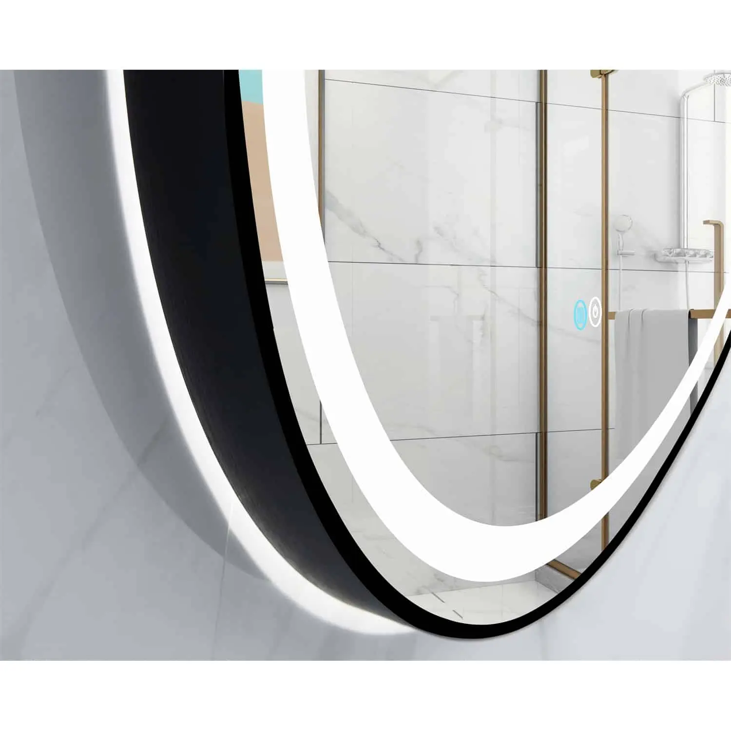 Senta Capsule LED Mirror | Black Metal Frame - Framed LED Mirror | LightMirror.in Senta Capsule LED Mirror | Black Metal Frame - Framed LED Mirror | LightMirror.in