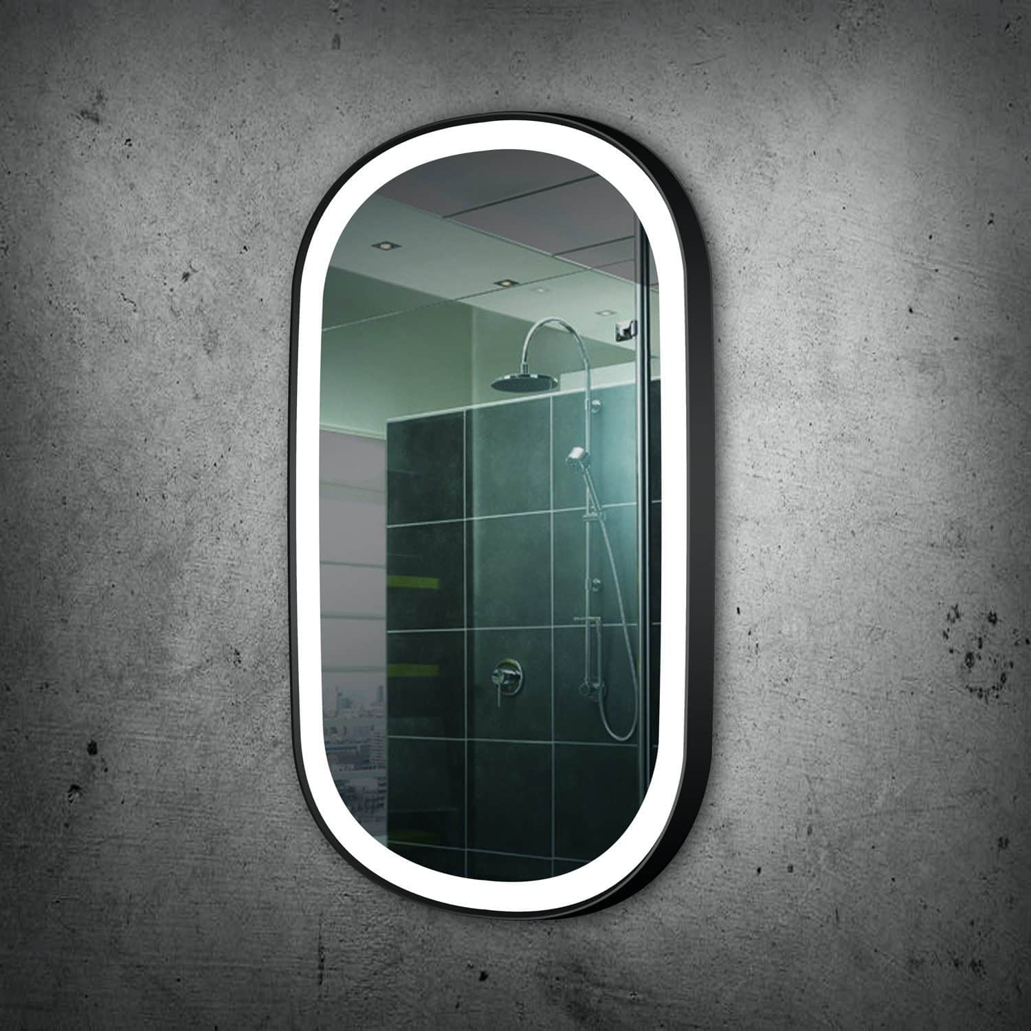 Senta Capsule LED Mirror | Black Metal Frame Senta Capsule LED Mirror | Black Metal Frame