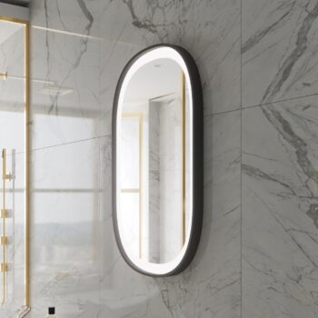Senta Capsule LED Mirror | Black Metal Frame - Framed LED Mirror | LightMirror.in