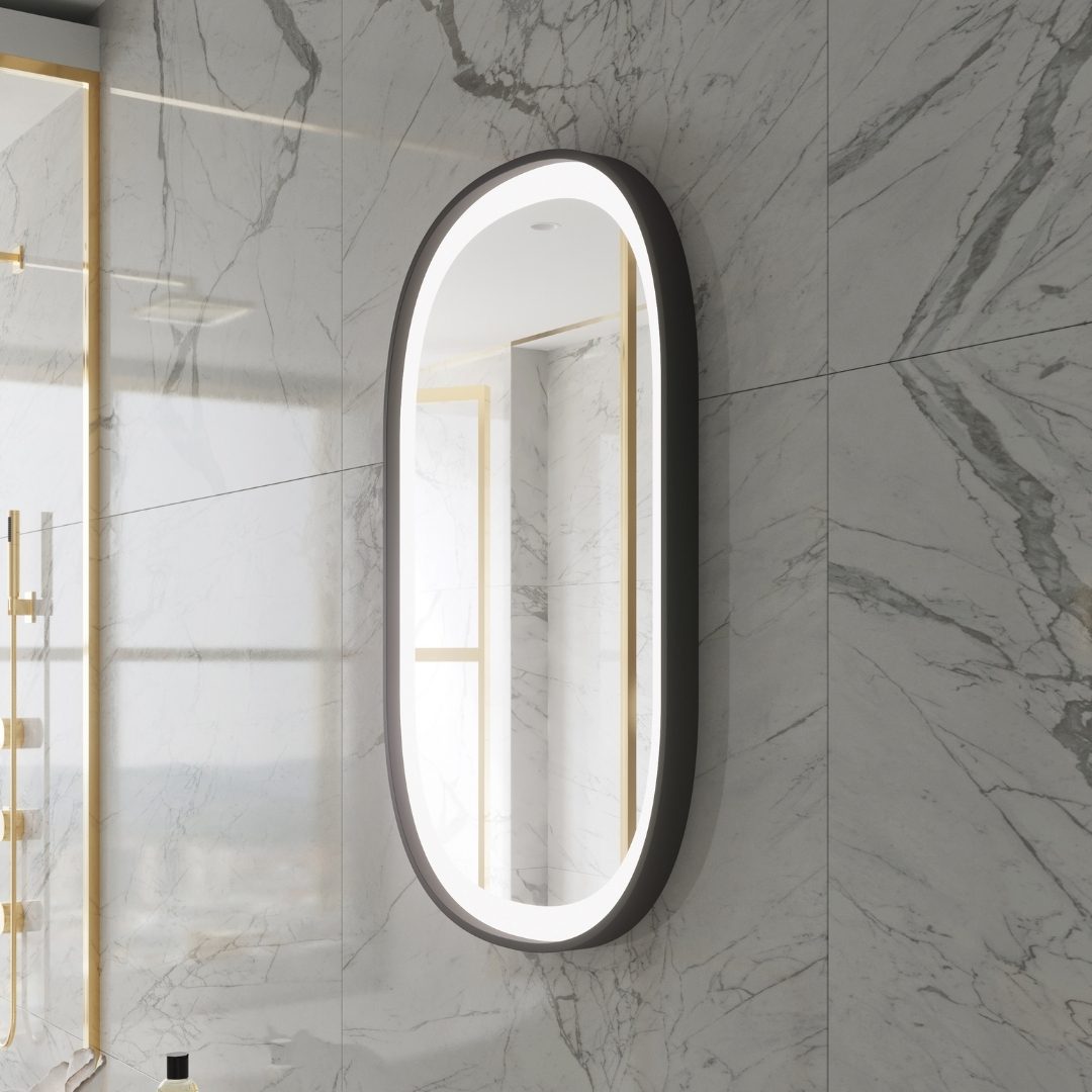 Senta Capsule LED Mirror | Black Metal Frame - Framed LED Mirror | LightMirror.in Senta Capsule LED Mirror | Black Metal Frame - Framed LED Mirror | LightMirror.in