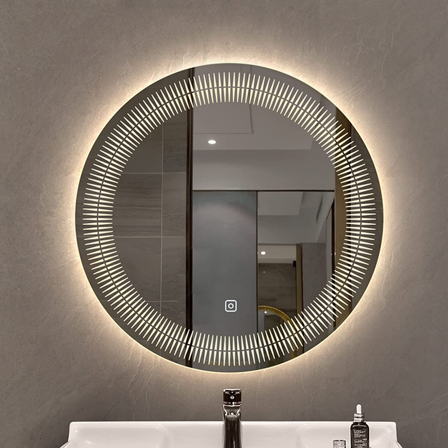 Sirius Round LED Bathroom Mirror (3 Color LEDs, Dimmable Touch) - Bathroom Mirror | LightMirror.in Sirius Round LED Bathroom Mirror (3 Color LEDs, Dimmable Touch) - Bathroom Mirror | LightMirror.in