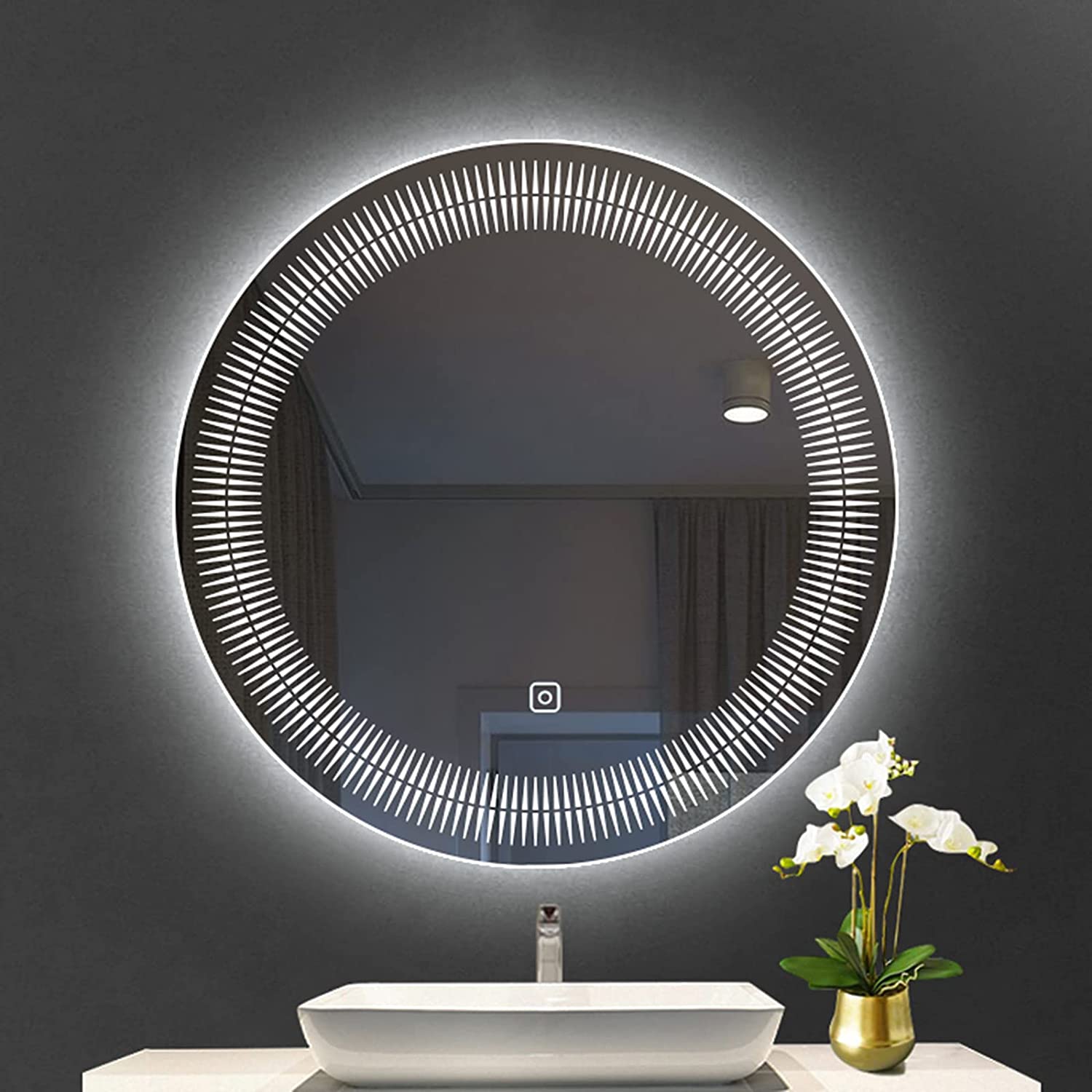 Sirius Round LED Bathroom Mirror (3 Color LEDs, Dimmable Touch) - Bathroom Mirror | LightMirror.in Sirius Round LED Bathroom Mirror (3 Color LEDs, Dimmable Touch) - Bathroom Mirror | LightMirror.in