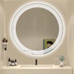 Stripe Round LED Bathroom Mirror (3 Lights) | Dimmable