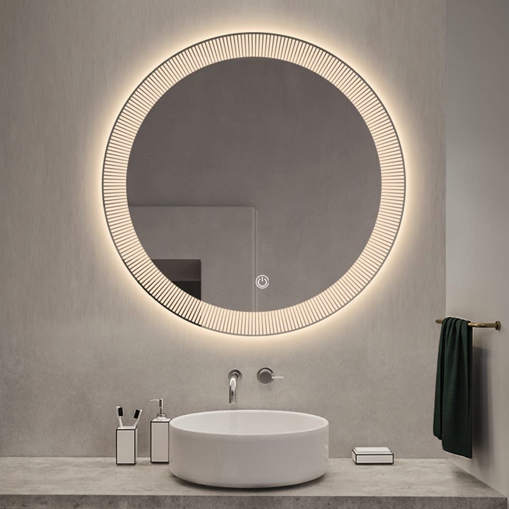 Stripe Round LED Bathroom Mirror (3 Lights) | Dimmable Stripe Round LED Bathroom Mirror (3 Lights) | Dimmable