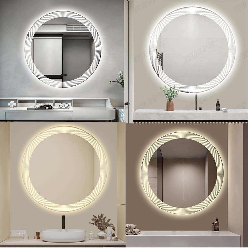 Stripe Round LED Bathroom Mirror (3 Lights) | Dimmable - Bathroom Mirror | LightMirror.in Stripe Round LED Bathroom Mirror (3 Lights) | Dimmable - Bathroom Mirror | LightMirror.in