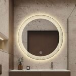 Stripe Round LED Bathroom Mirror (3 Lights) | Dimmable