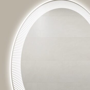 Stripe Round LED Bathroom Mirror (3 Lights) | Dimmable - Bathroom Mirror | LightMirror.in
