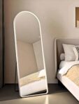 Half Round LED Metal Standing Mirror - Illuminated Luxury Full-Length Mirror