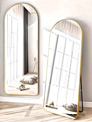 Elegant Half-Round Standing Metal Mirror - Customizable Finishes